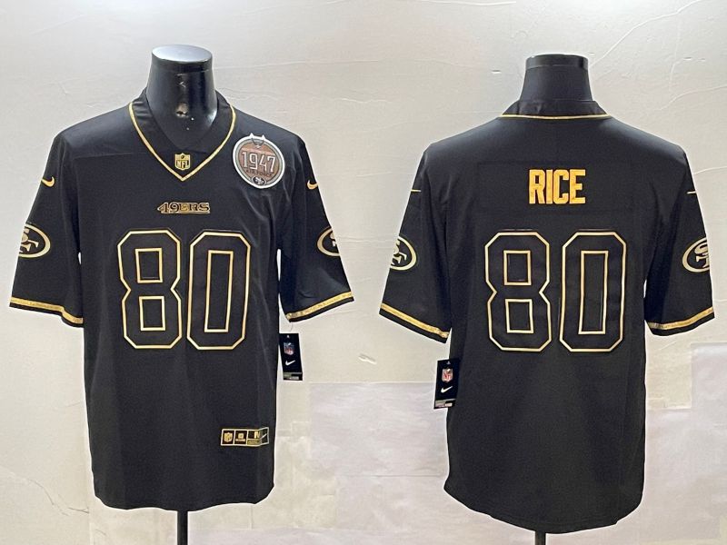 Men San Francisco 49ers #80 Rice Black Gold Throwback 2024 Nike Limited NFL Jersey style 2->san francisco 49ers->NFL Jersey